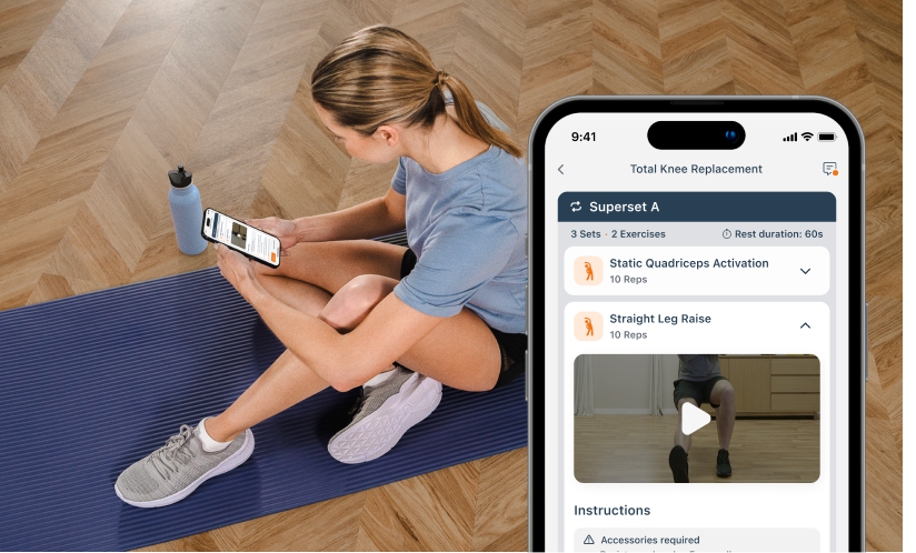 Digitaler Trainingsplan (App)<br />
Persönlicher Plan mit Videos & Verlaufskontrolle via MoveHealth Plus App.